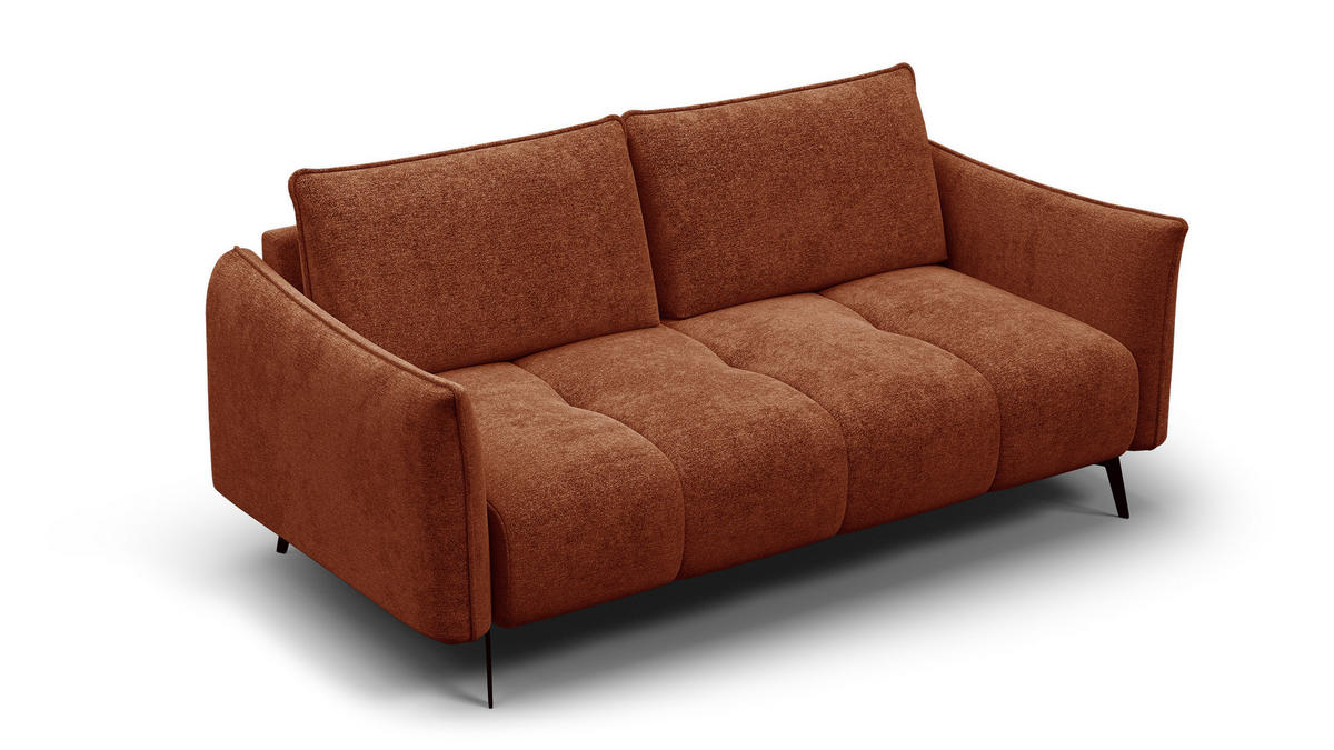 SOFA AERA 2,5-Sitzer, orange - Schwarz/Orange, Holz/Textil (187/89/96cm) - Courtois Laville