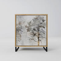 SIDEBOARD FADE IN THE TREES, Eichefarben, 57,5x42x67,5 cm, Schwarze Metall-Rahmenfüße - Eichefarben/Multicolor, Holzwerkstoff/Metall (57.5/67.5/42cm) - SpaceRebels