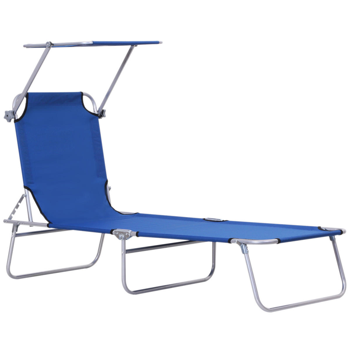 SONNENLIEGE mit Sonnenschutz, Blau - Blau, Textil/Metall (58/27/187cm) - Outsunny