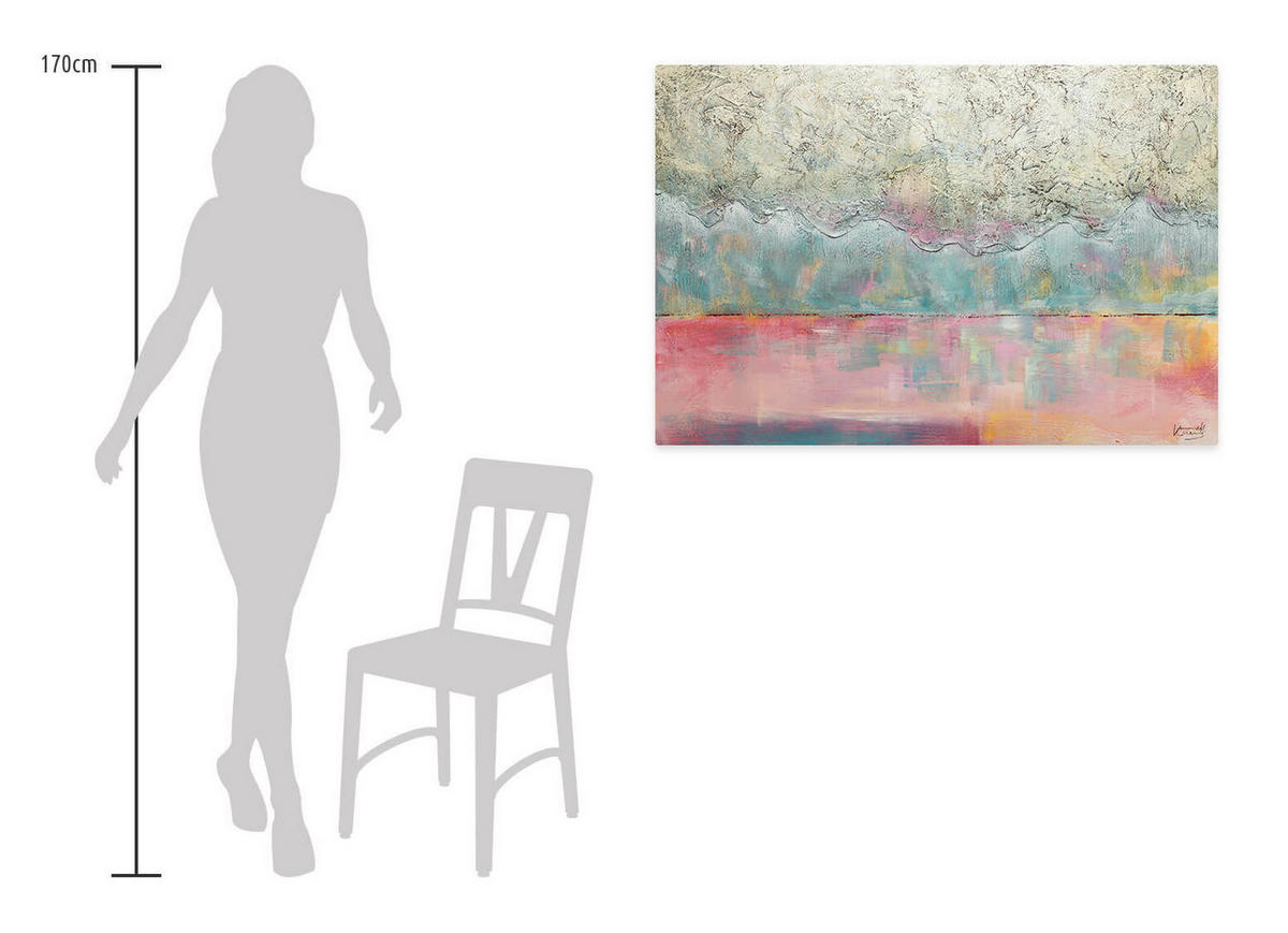 ÖLGEMÄLDE 120/80 cm - Türkis/Beige, Holz/Textil (2.08/80cm) - KUNSTLOFT