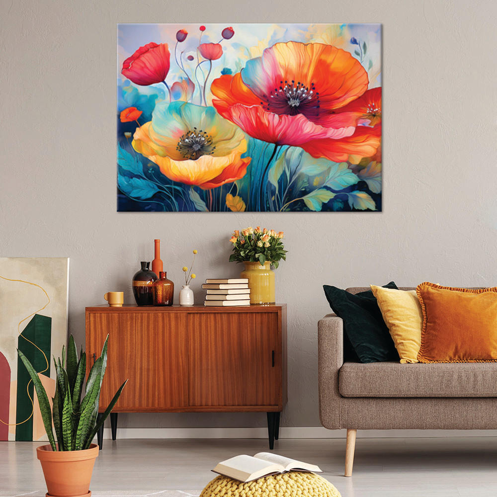 WANDBILD blumen mohnblumen abstraktion - Multicolor, Textil (60/40cm) - Feeby