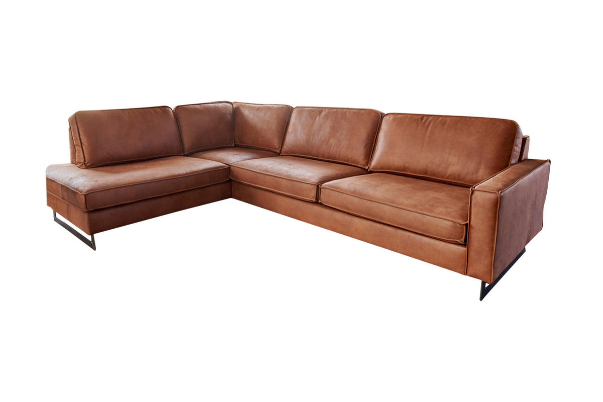 ECKSOFA VILNIUS Braun Kunstleder - Dunkelbraun/Schwarz, Textil (290/217cm) - KAWOLA