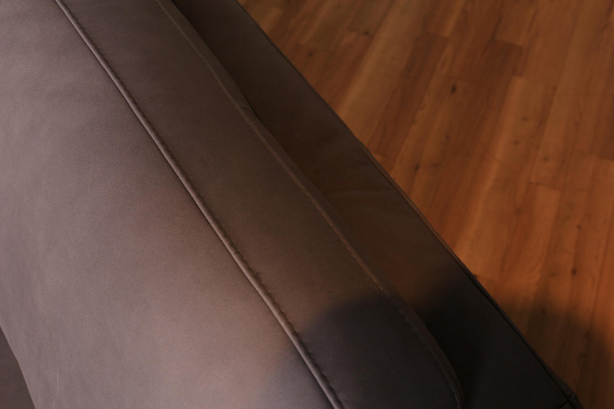 LEDERSOFA DESIDE Grau Leder - Schwarz/Grau, Leder/Metall (225/82/100cm) - KAWOLA