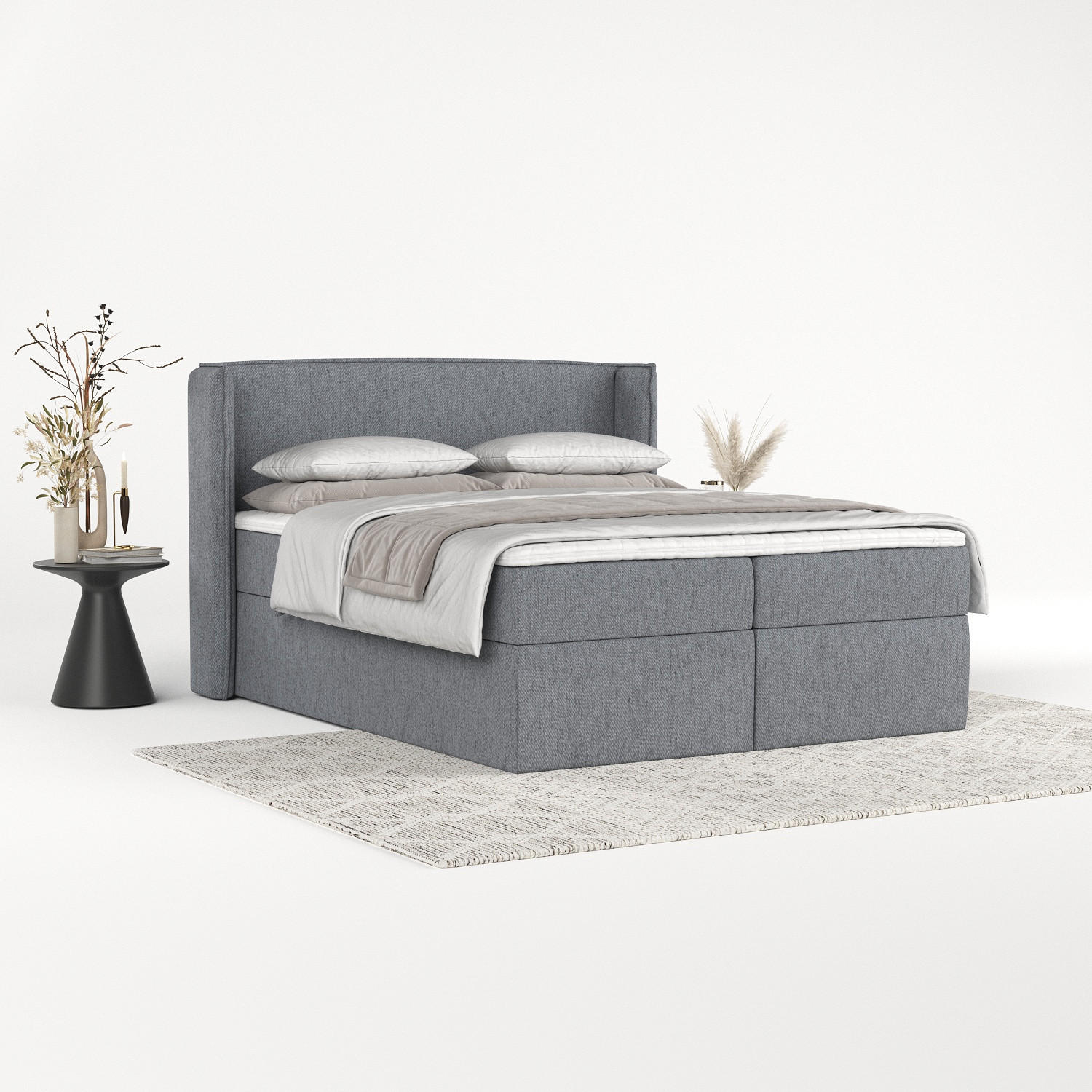 BOXBETT Viva 200/200 cm Grau im Neve Stoff - Schwarz/Grau, Holz/Holzwerkstoff (200/200cm) - AltaBeds