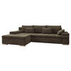 ECKSOFA Bangkok, Seite: Links - Dunkelbraun/Silberfarben, Holz/Textil (310/175cm) - MIRJAN24