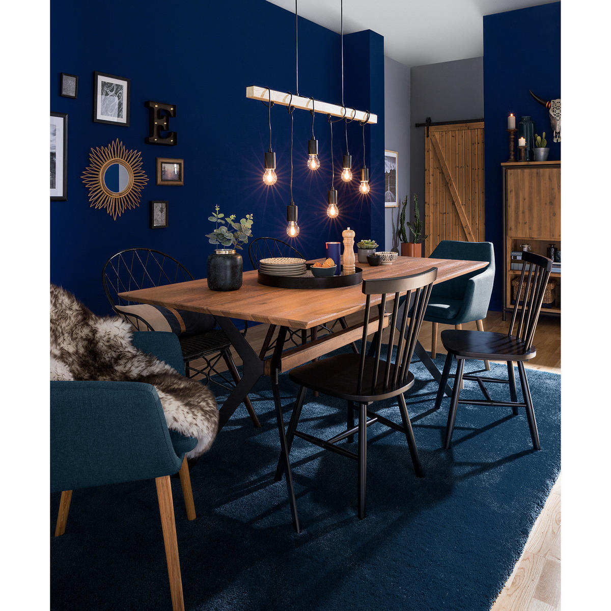 ESSTISCH - Zerreiche / Wildeiche massiv / Metall - Braun, Holz/Metall (90/180/76cm) - home24