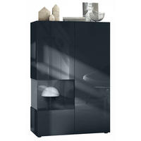 VITRINE Morena Einsatz in Schwarz Hochglanz - Schwarz Hochglanz, Holzwerkstoff (91.5/136.5/37cm) - Vladon
