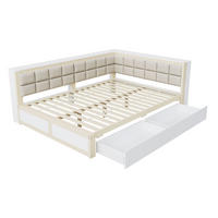 KINDERBETT 140/200 cm DE-01451, in Holzfarbe, mit 2 Schublade und Rückenlehne - Naturfarben, Holz (140/200cm) - ComfortXL