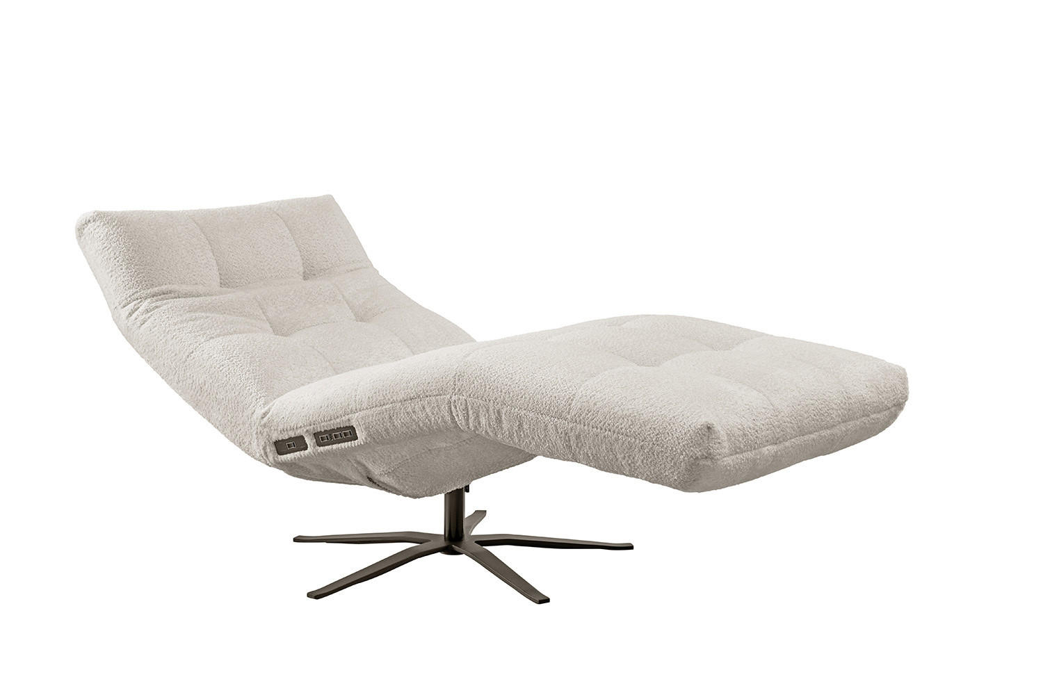 RELAXLIEGE LETICIA Weiß Flachgewebe - Schwarz/Weiß, Textil/Metall (82/115/156cm) - KAWOLA