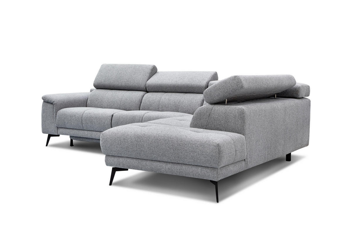 ECKSOFA FIERO 5-Sitzer mit 1 Relaxfunktion, silberfarben - Silberfarben, Holzwerkstoff/Textil (290/228cm) - Courtois Laville