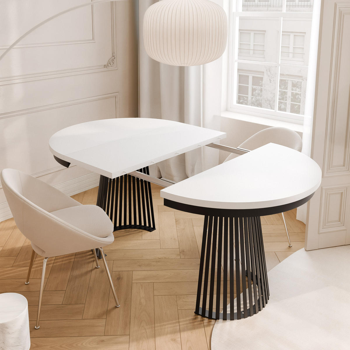 AUSZIEHTISCH AUREA 100-180/75 cm, Schwarz / Weiß - Schwarz/Weiß, Holzwerkstoff/Metall (100/100/75cm) - Idohome