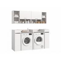 WASCHMASCHINENUMBAU 4tlg. Set Mixx Bad in weiß Nachbildung - modernes Design - B/H/T: 190x195x60 cm - Weiß, Holzwerkstoff (190/195/60cm) - Homes & Jones