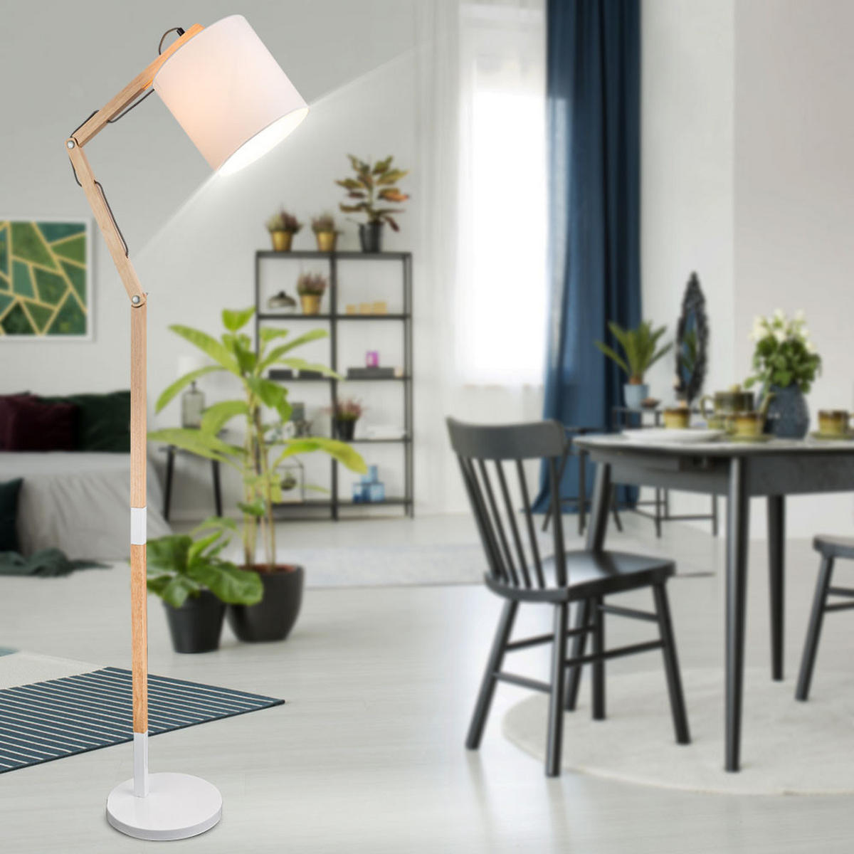 LED STEHLEUCHTE Mattis Braun Holz - Braun, Holz (75/25/172cm) - Globo Lighting