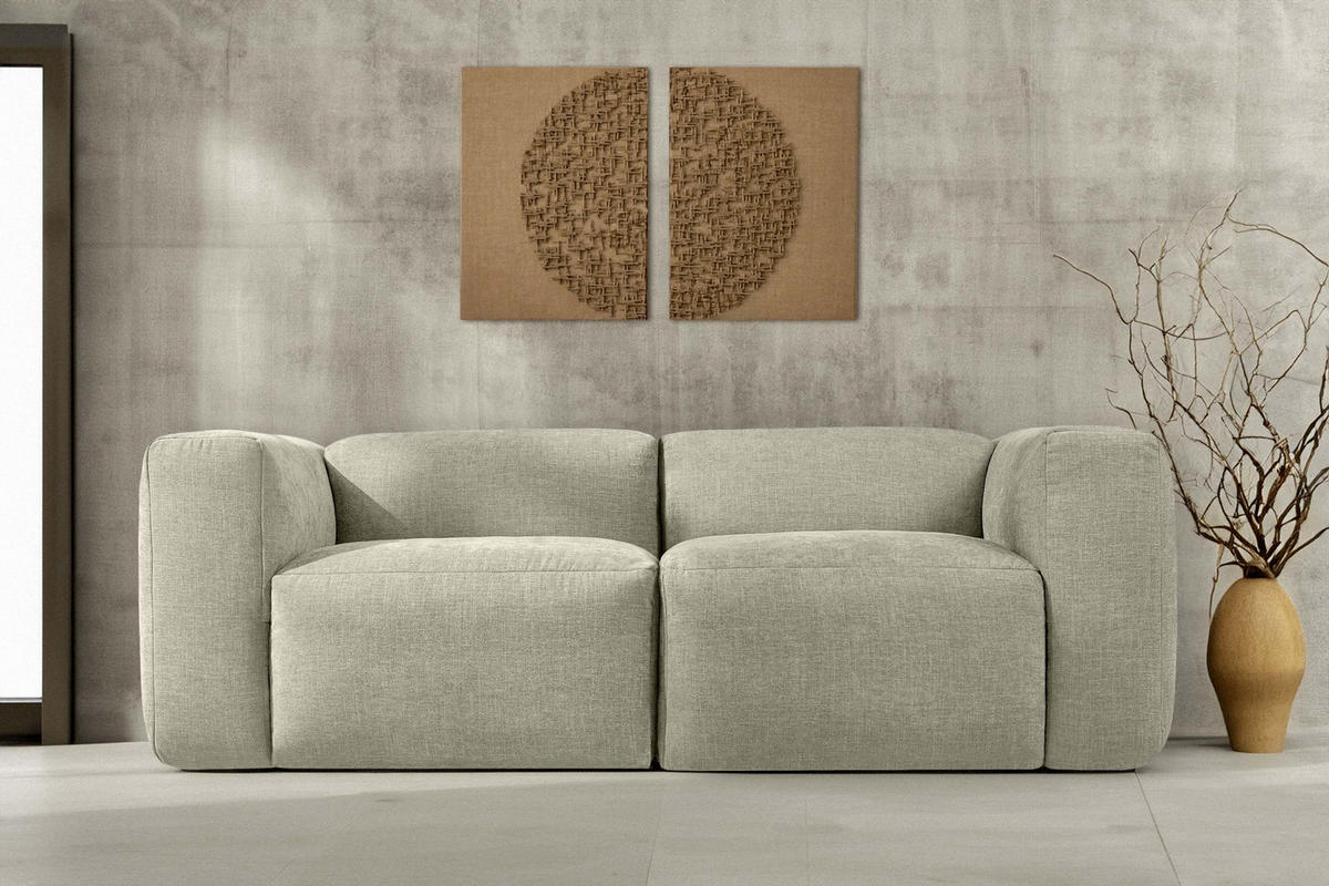 2-SITZER-MODULSOFA BUFFO mit extrem weicher und bequemer Sitzfläche, Gewebestoff, ecru - Ecru, Textil (210/73/96cm) - KONSIMO®