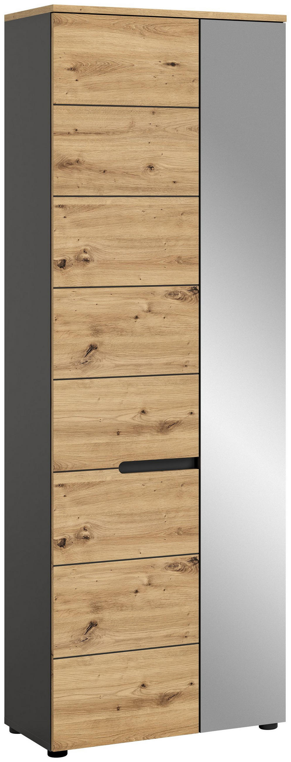 GARDEROBENSCHRANK Canu Garderobe in Basalt grau Nb. und Artisan Nb. B/H/T: 65x190x37 cm - Grau, Holzwerkstoff (65/190/37cm)