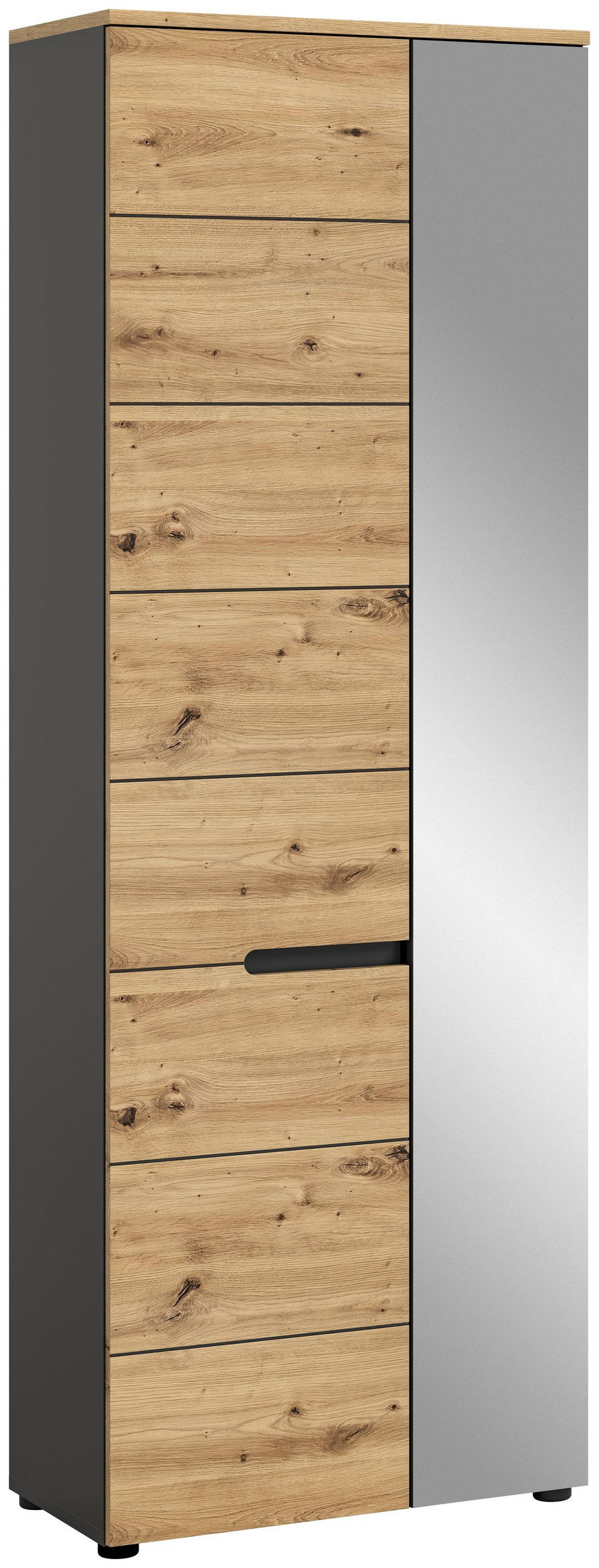 GARDEROBENSCHRANK Canu Garderobe in Basalt grau Nb. und Artisan Nb. B/H/T: 65x190x37 cm - Grau, Holzwerkstoff (65/190/37cm)