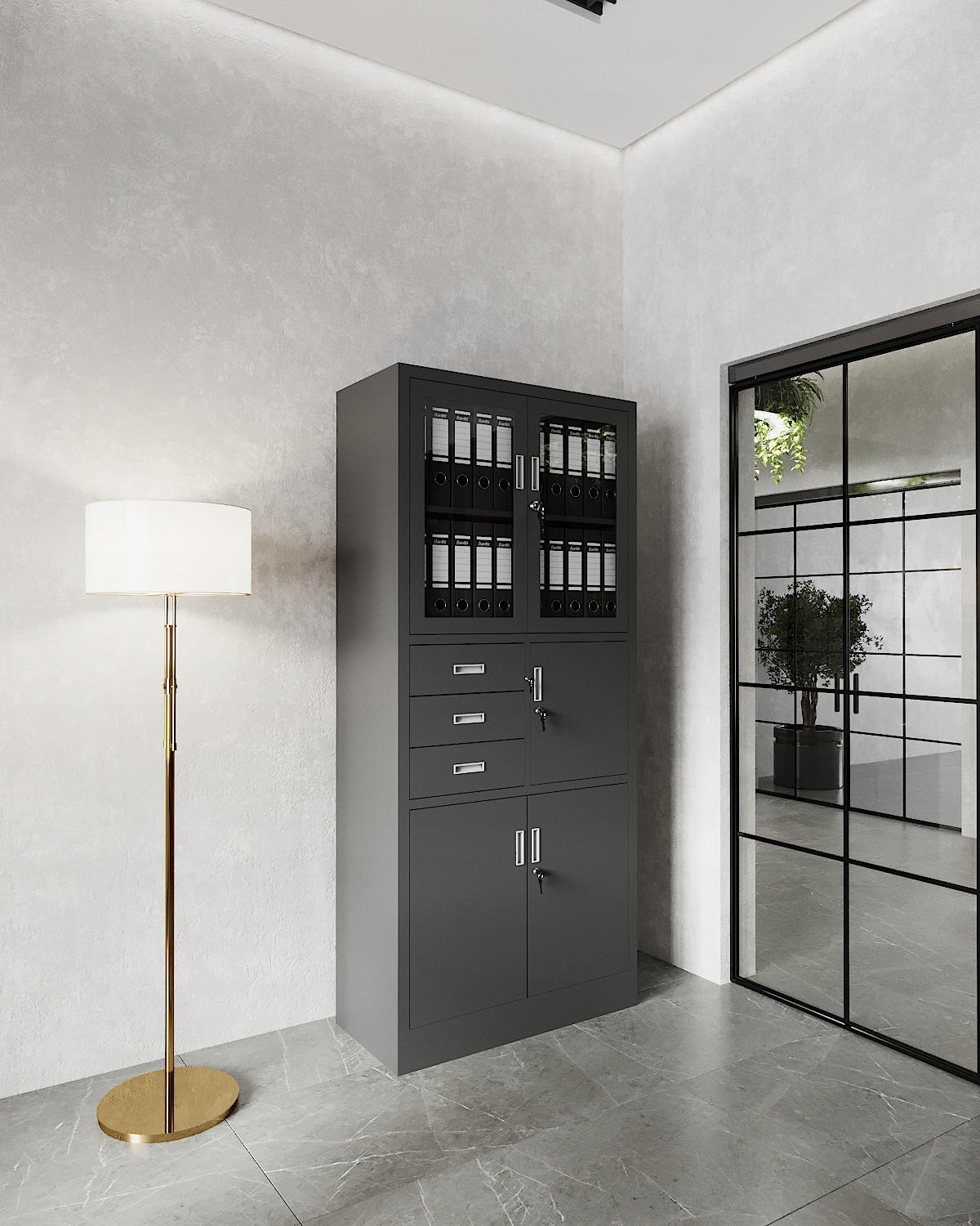 AKTENSCHRANK FILIP - Anthrazit, Metall (90/185/40cm) - Jan Nowak