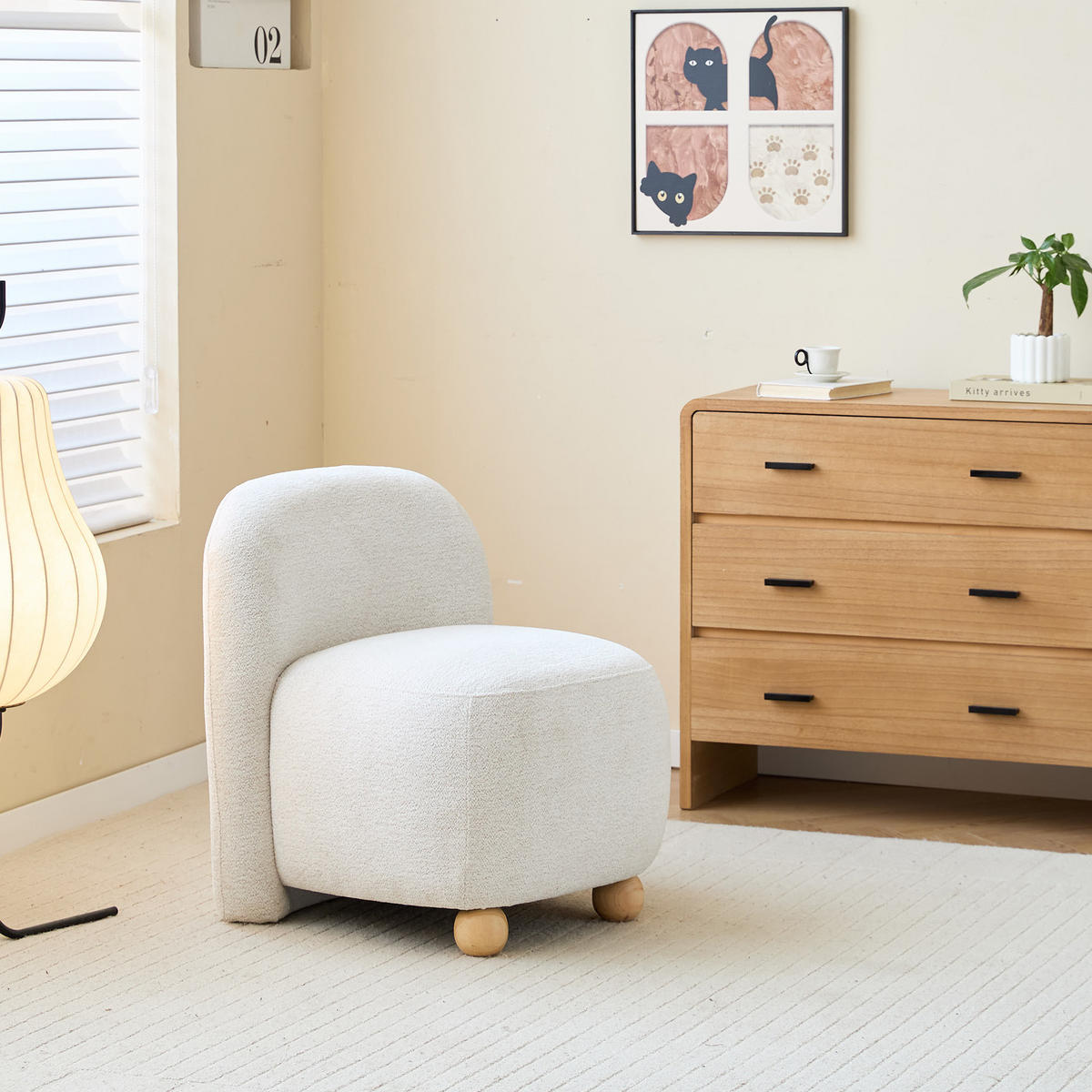 SESSEL Holz Beige - Rot, Holz (57/62/61cm) - Nordlys