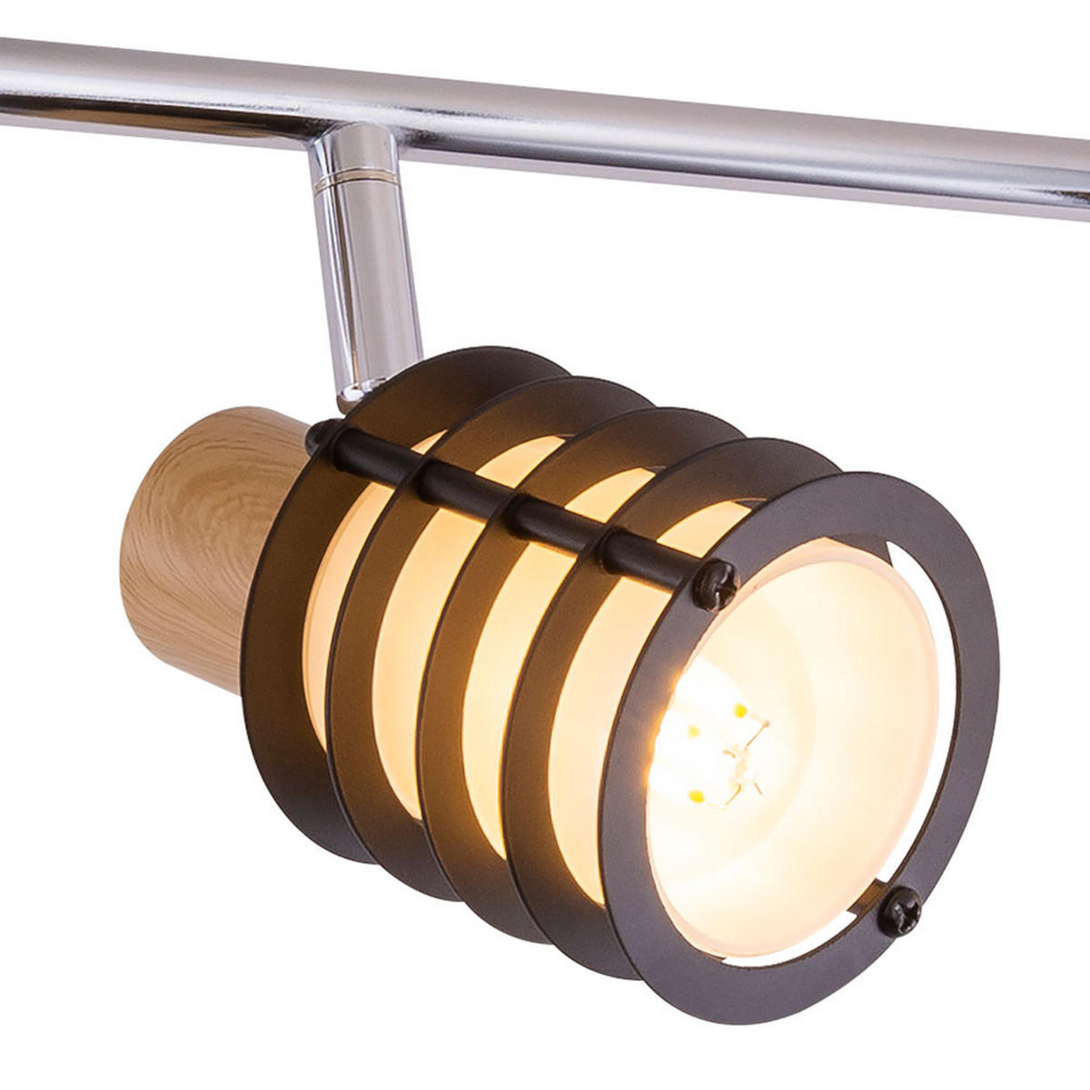 LED DECKENLEUCHTE VICI Silber Holzoptik - Silberfarben, Holz (70/10/14.5cm) - Globo Lighting