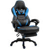 CHEFSESSEL Lederlook schwarz/blau - Blau/Schwarz, Kunststoff/Textil (67/120/69cm) - CLP