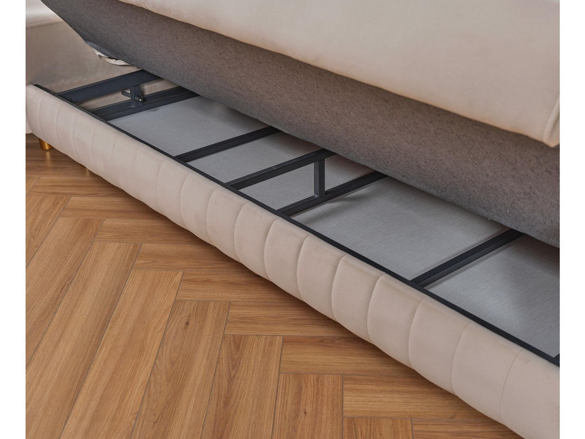 ECKSCHLAFSOFA Bogota Creme - Langer Schenkel Rechts - Creme, Holzwerkstoff/Metall (245/310cm)