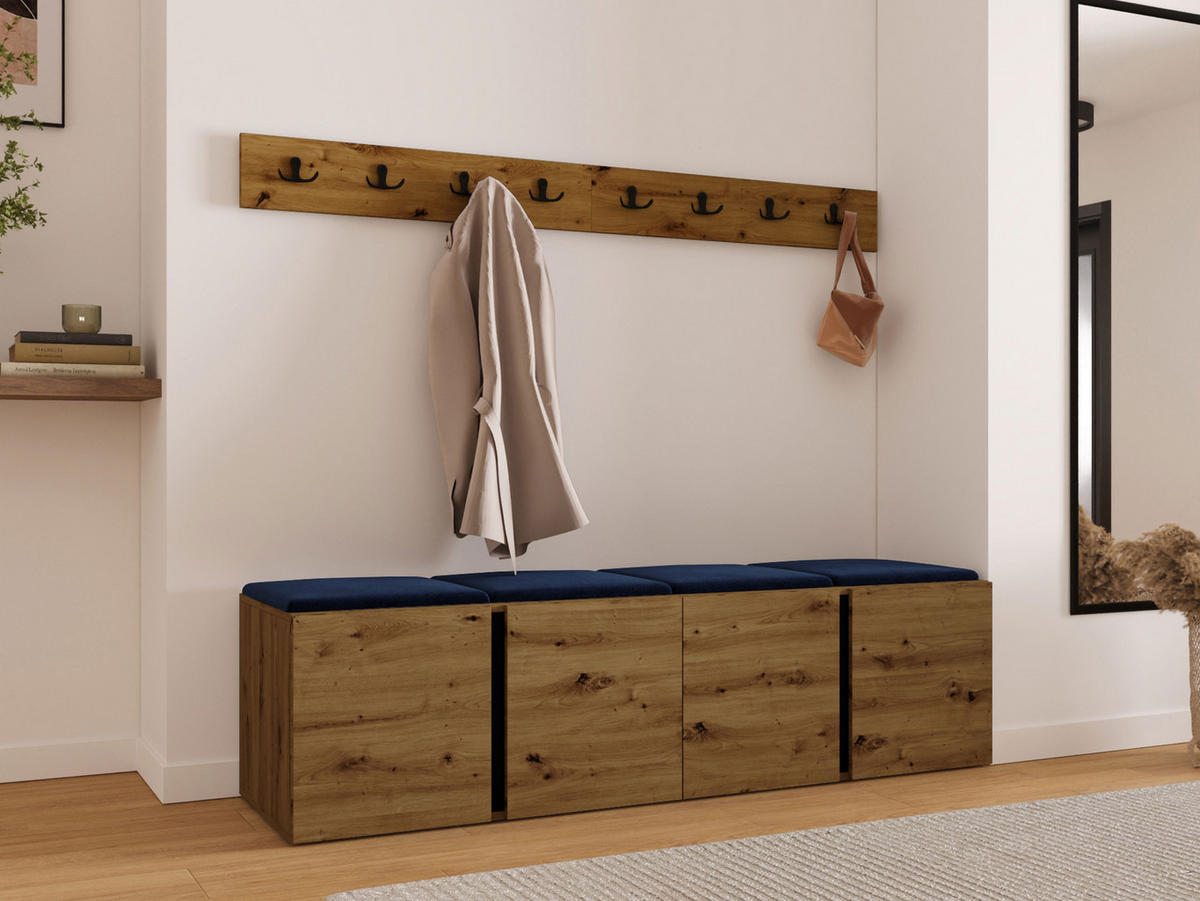 MOBILIER PENTRU HOL Orion VII - albastru/stejar Artisan, material plastic/compozit lemnos (168/42/46cm) - MIRJAN24