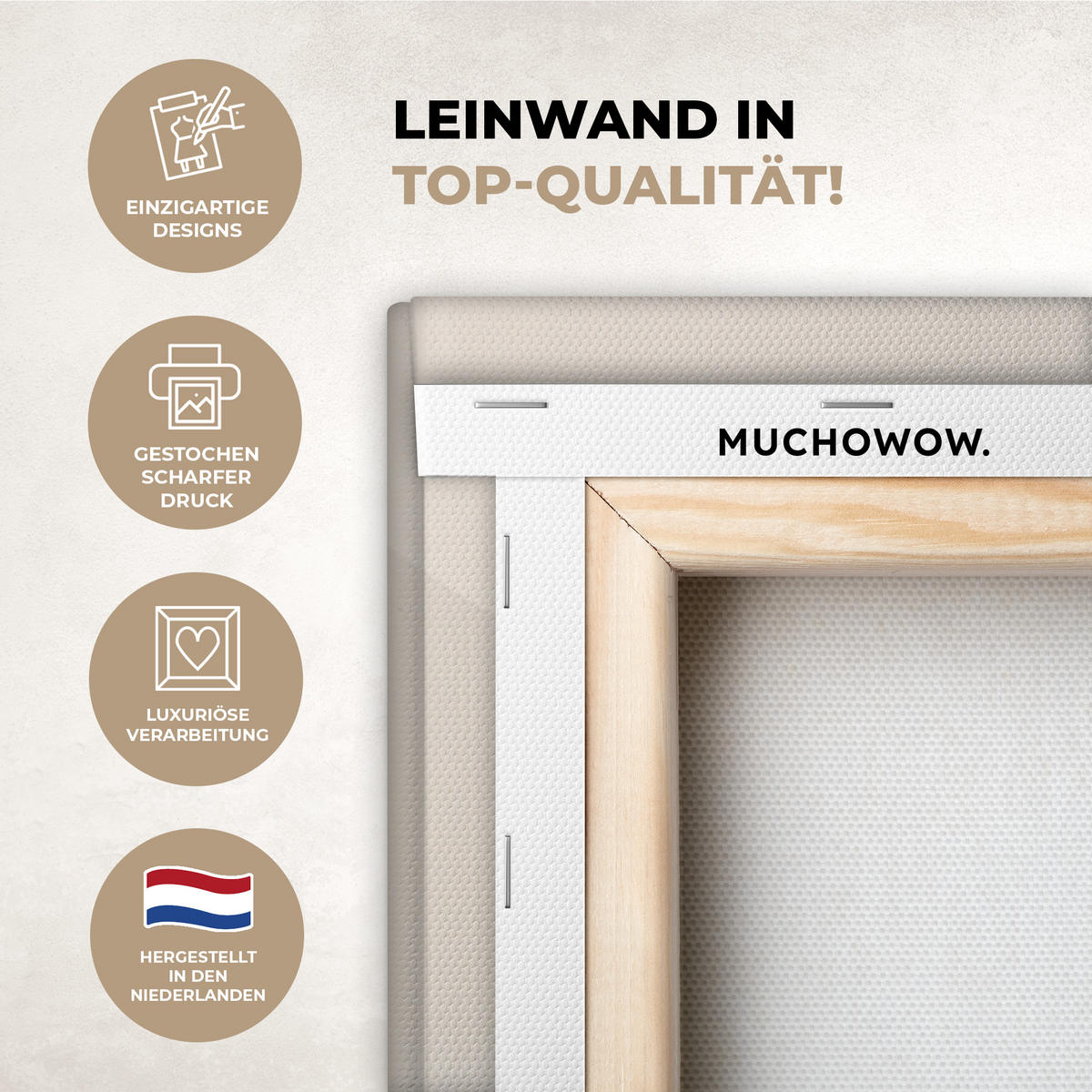 LEINWANDBILD Abstrakt - Landschaft - Wellen - Cremefarben 90x140 cm - Cappuccino, Textil (90/140cm) - MuchoWow