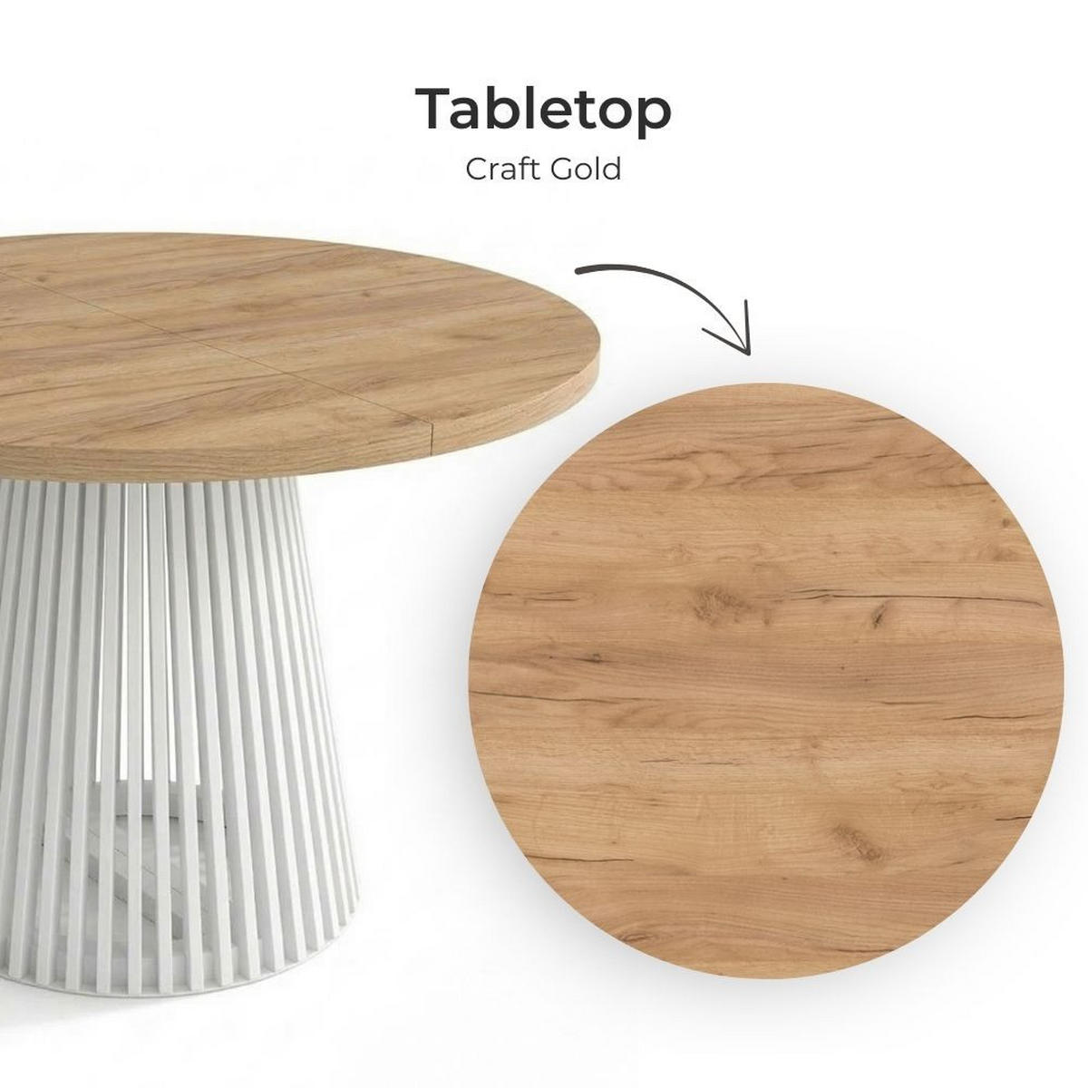 ESSTISCH runder ausziehbarer Tisch für Esszimmer DOVER 110 / 210 cm, Farbe: Eiche Craft Golden / Weiß - Schwarz/Braun, Holz (210/110/77cm) - Dekori_Interiors