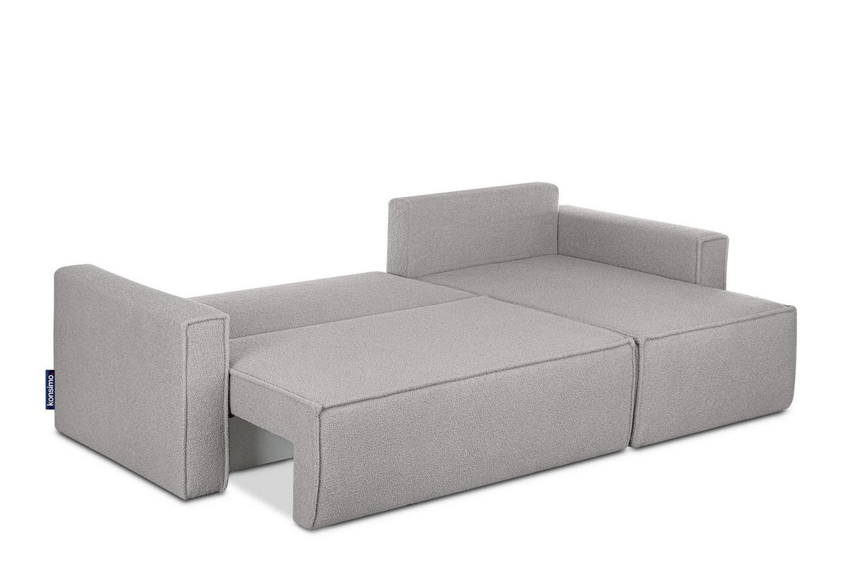 ECKSOFA-LINKS/RECHTS NAPI II mit Schlaffunktion, aschgrau - Hellgrau/Grau, Textil (246/148cm) - KONSIMO®