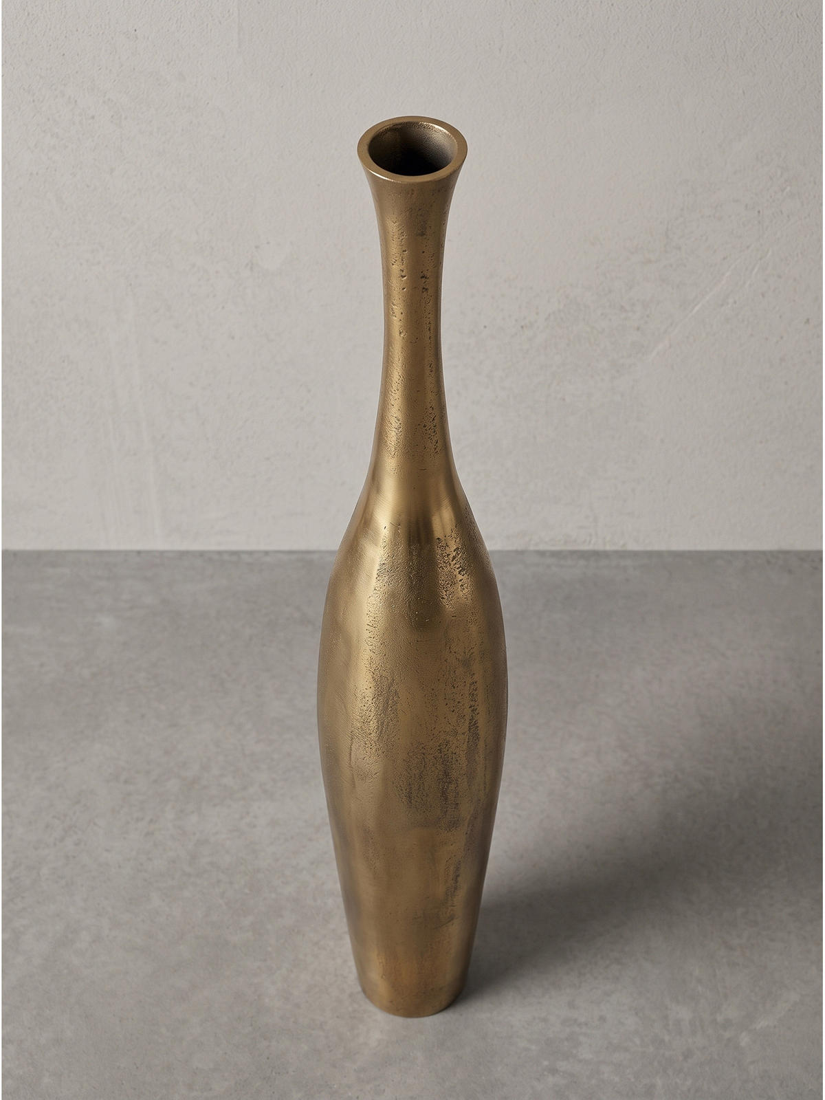 BODENVASE EBRO, Aluminium, handgefertigt, Gold, Ø 13 x 75 cm - Goldfarben, Metall (75cm) - KADIMA DESIGN