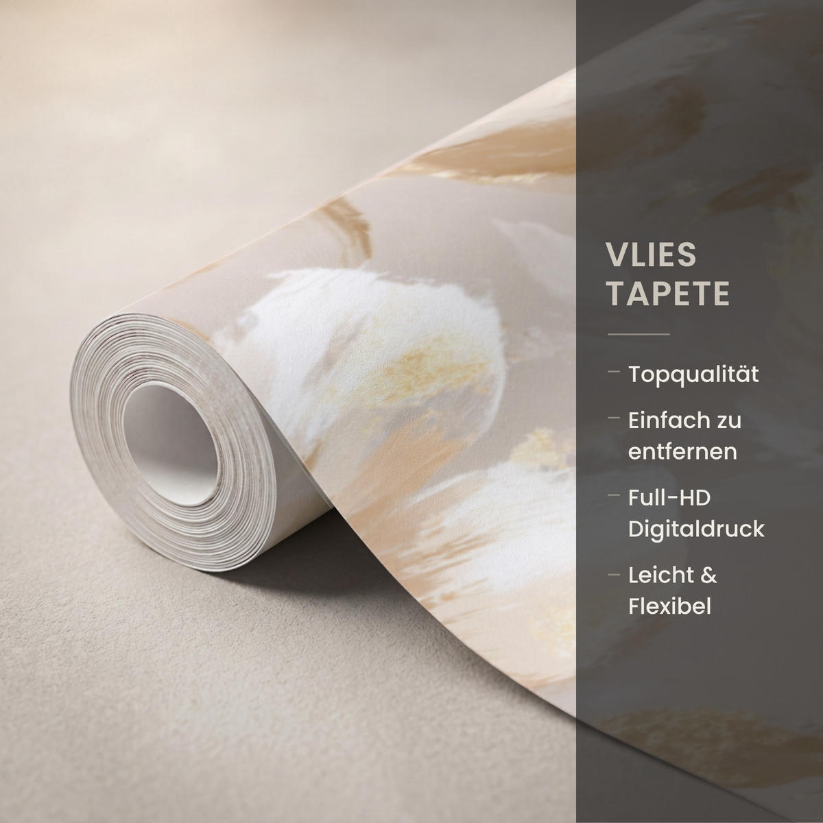 TAPETE - Blumen - künstlerisch - Gold - 280x240 cm - Beige, Papier (280/240cm) - OnlyWow