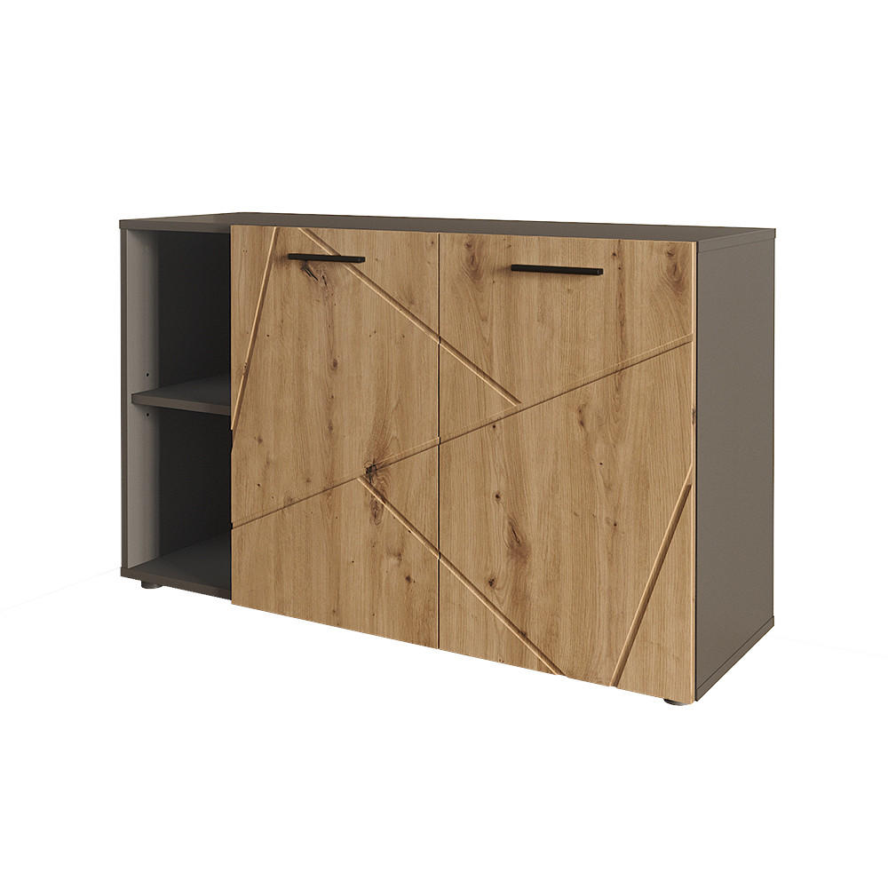 SCHUHSCHRANK Irma Anthrazit/Artisan 106 x 63 cm mit 2 Türen - Anthrazit, Holzwerkstoff (106/63/37cm) - Vicco