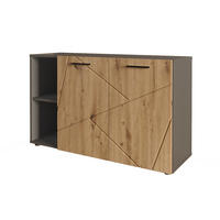 SCHUHSCHRANK Irma Anthrazit/Artisan 106 x 63 cm mit 2 Türen - Anthrazit, Holzwerkstoff (106/63/37cm) - Vicco