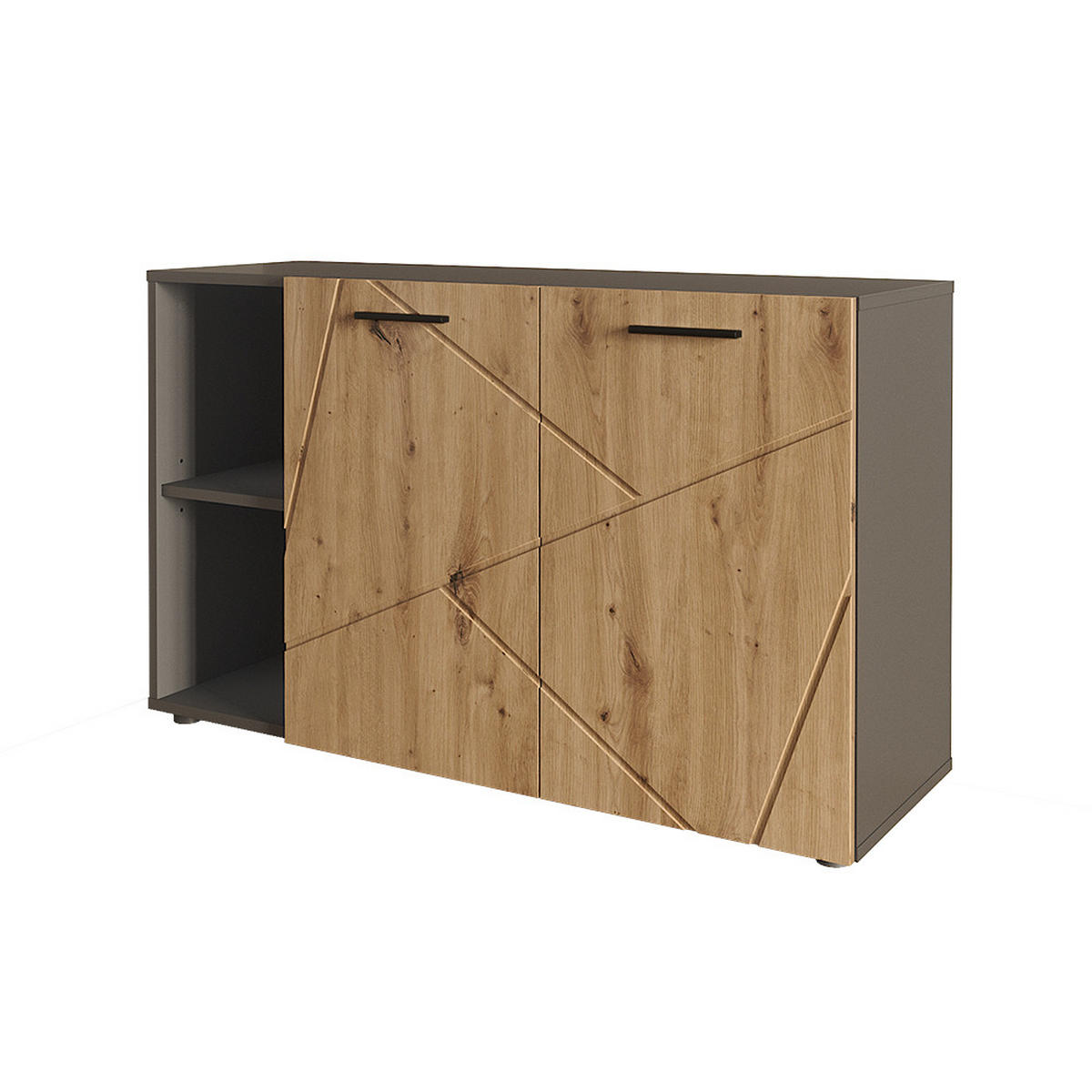 SCHUHSCHRANK Irma Anthrazit/Artisan 106 x 63 cm mit 2 Türen - Anthrazit, Holzwerkstoff (106/63/37cm) - Vicco