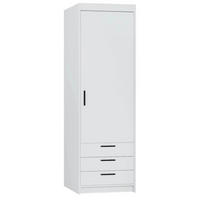 DREHTÜRENSCHRANK Elena mit 1 Tür und 3 Schubladen, Weiß - Weiß, Holzwerkstoff (60/190/53cm) - Beautysofa