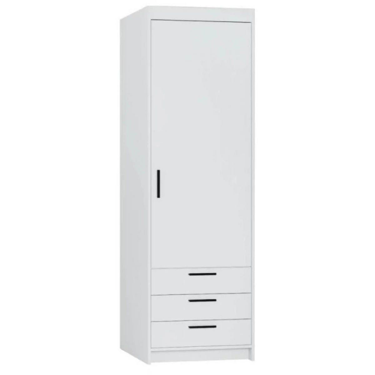 DREHTÜRENSCHRANK Elena mit 1 Tür und 3 Schubladen, Weiß - Weiß, Holzwerkstoff (60/190/53cm) - Beautysofa