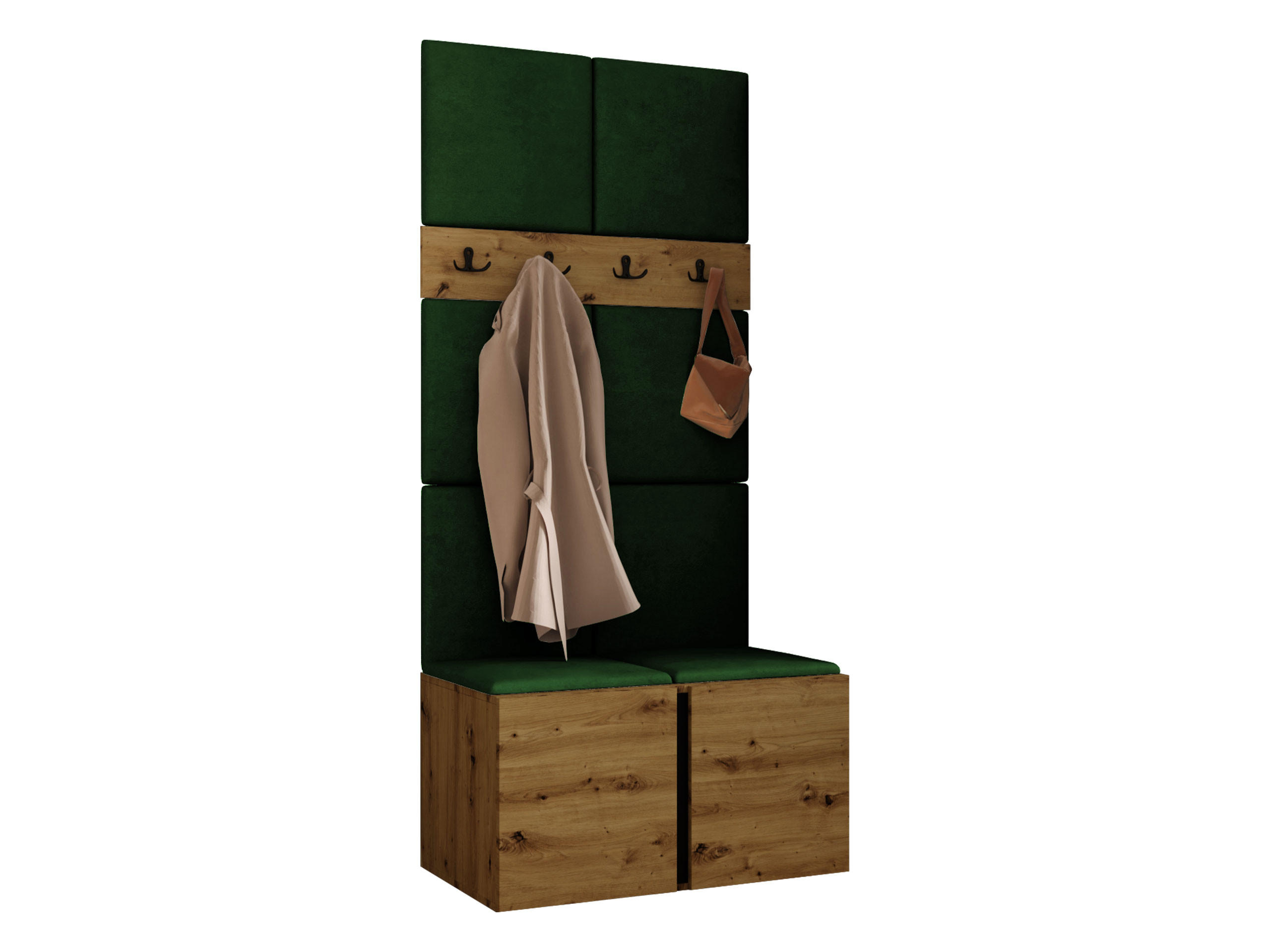 Mirjan24 Garderoben-Set Eiche Artisan, Grün 84x186x46 cm