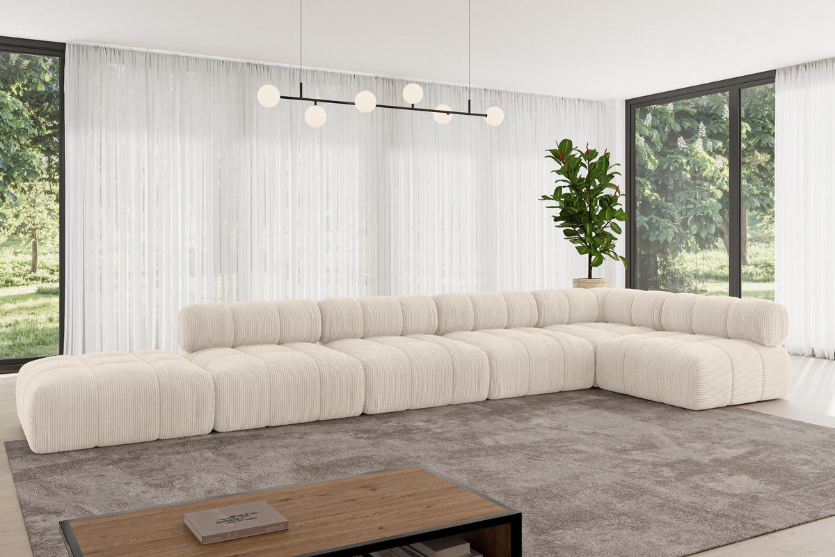 ECKSOFA modulares Sofa Favio-L3 - 475x190x70 cm Beige Cord - Beige, Holzwerkstoff/Textil (475/190cm) - ALTDECOR