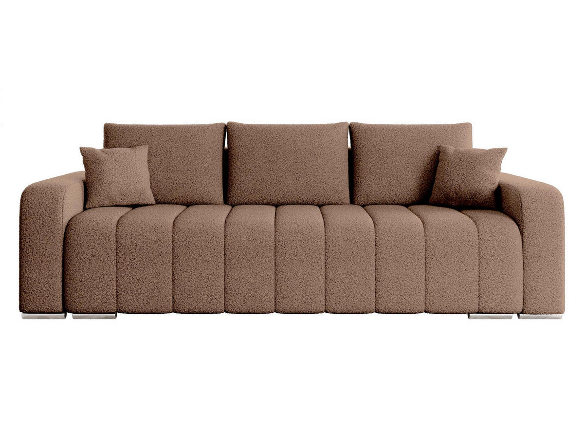 SCHLAFSOFA Pufetto Boucle - Hellbraun/Silberfarben, Holz/Textil (244/86/90cm) - MIRJAN24