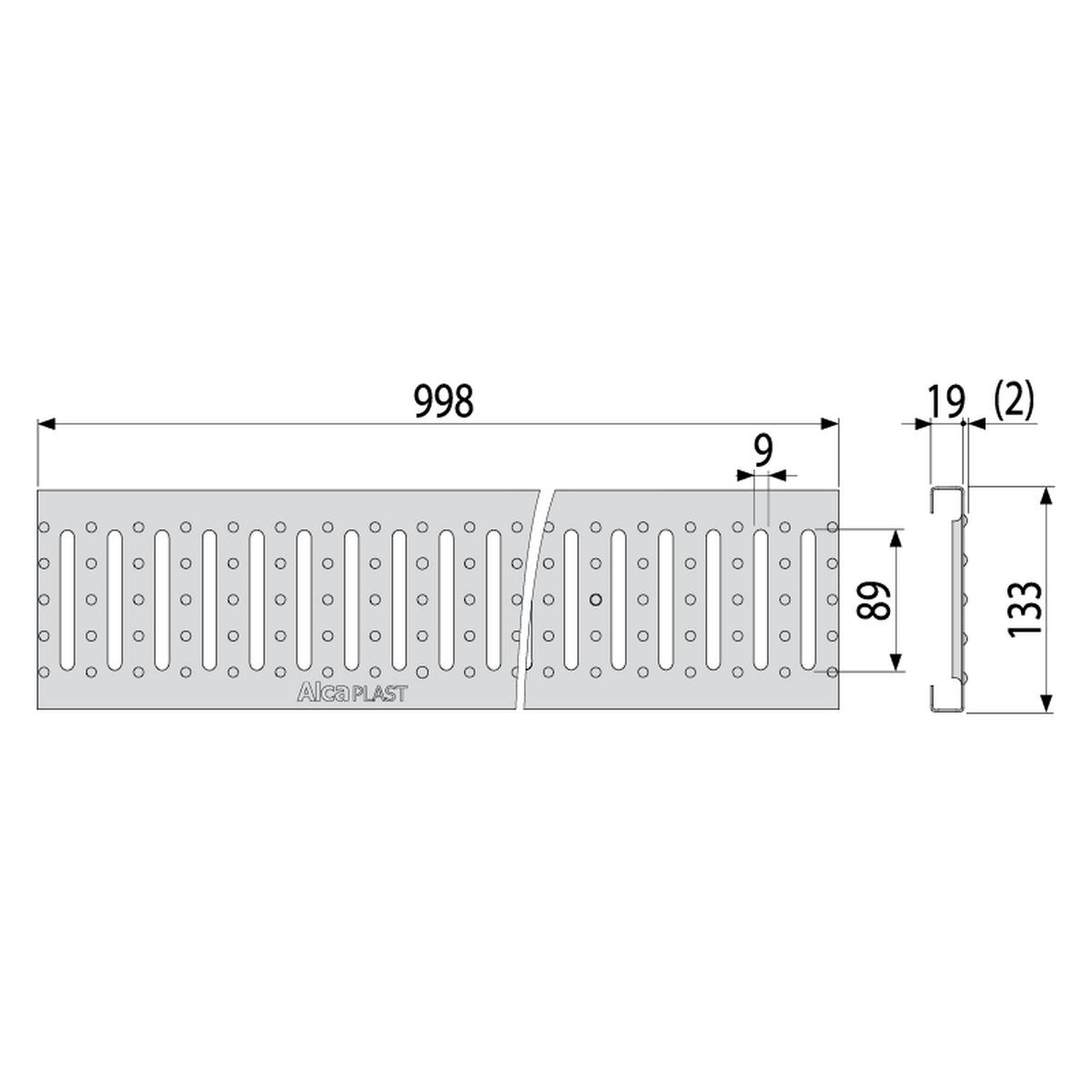 ROST für Entwässerungsrinne AVZ103 Gitterrost verzinkt B125 - Schwarz, Metall (13.2/2.8/99.5cm) - Alcadrain