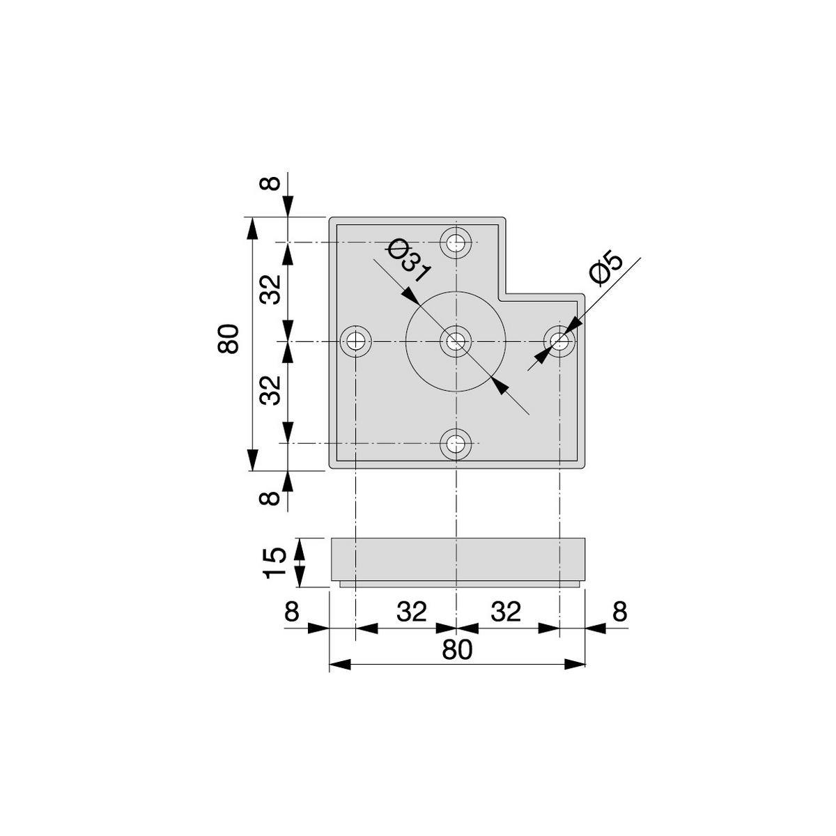MÖBELFÜSSE Alumix 7, Höhe 15mm, Kunststoff, Silbergrau 20er-set - Silberfarben, Kunststoff (8/2/8cm) - EMUCA