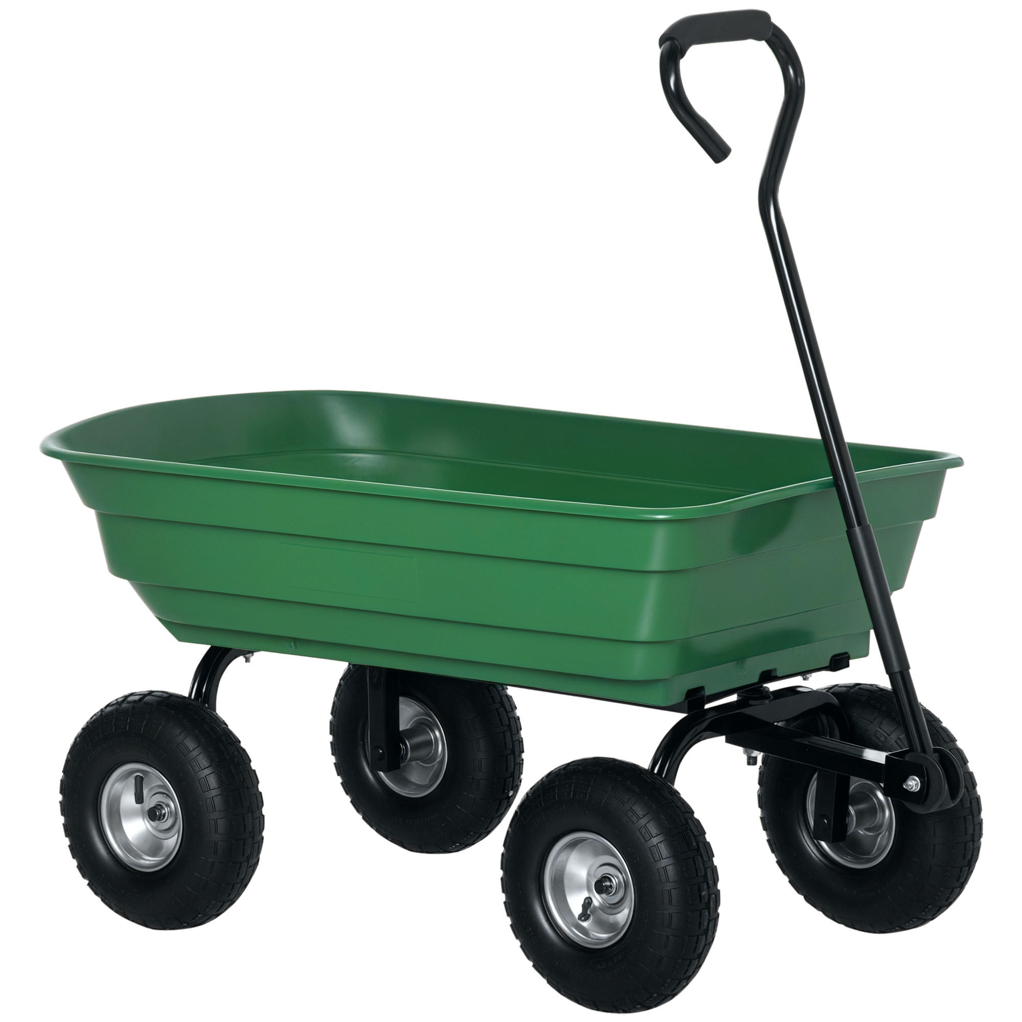 GARTENWAGEN DE-17598 100 L Kippmulde, 250 kg, 4 Luftreifen Grün - Grün, Metall (52/100/108cm) - ComfortXL