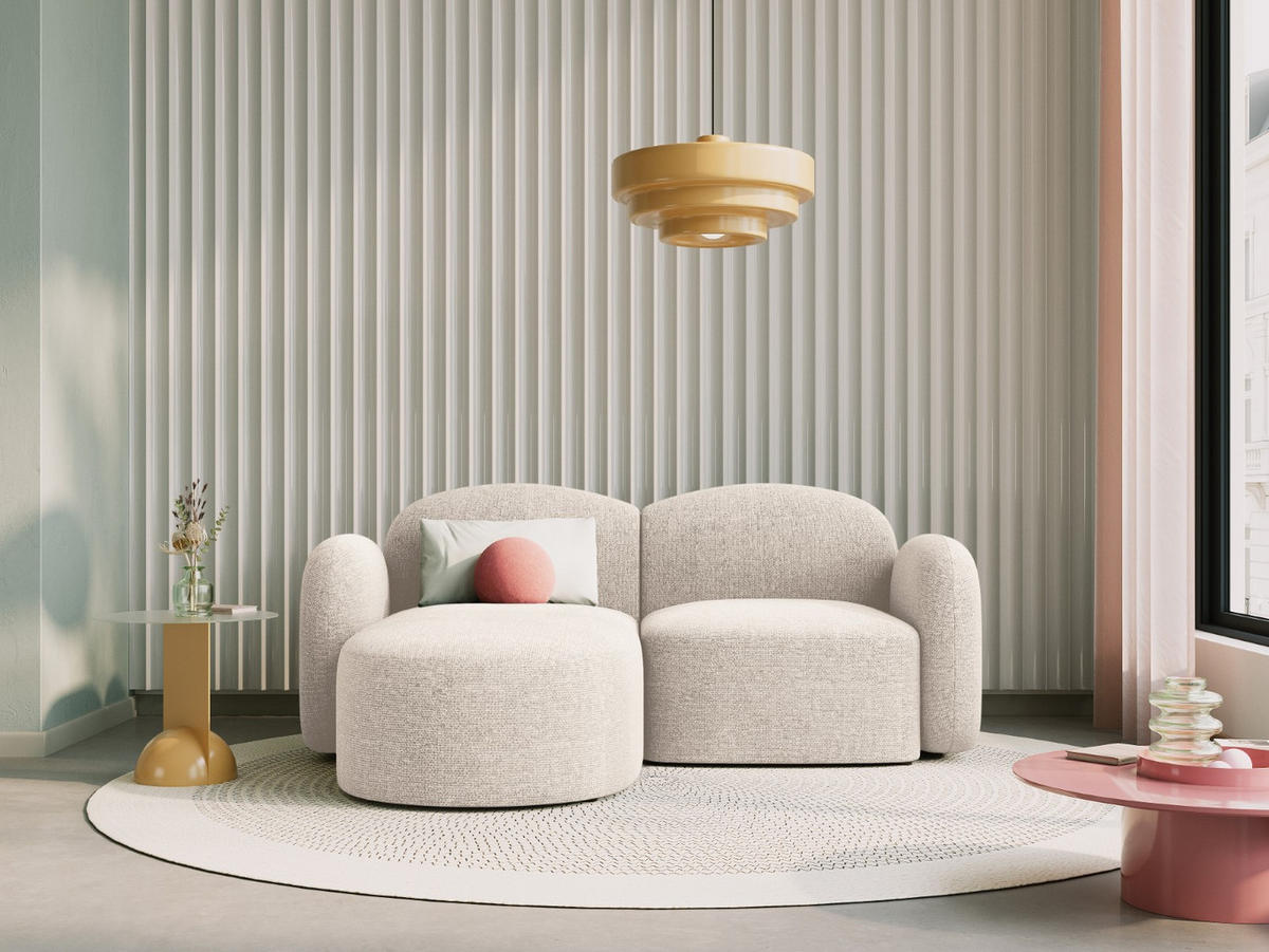 ECKSOFA links Blair aus Chenille-Stoff beige clair melange 3 Sitzplätze - Beige, Textil (155/194cm) - Micadoni