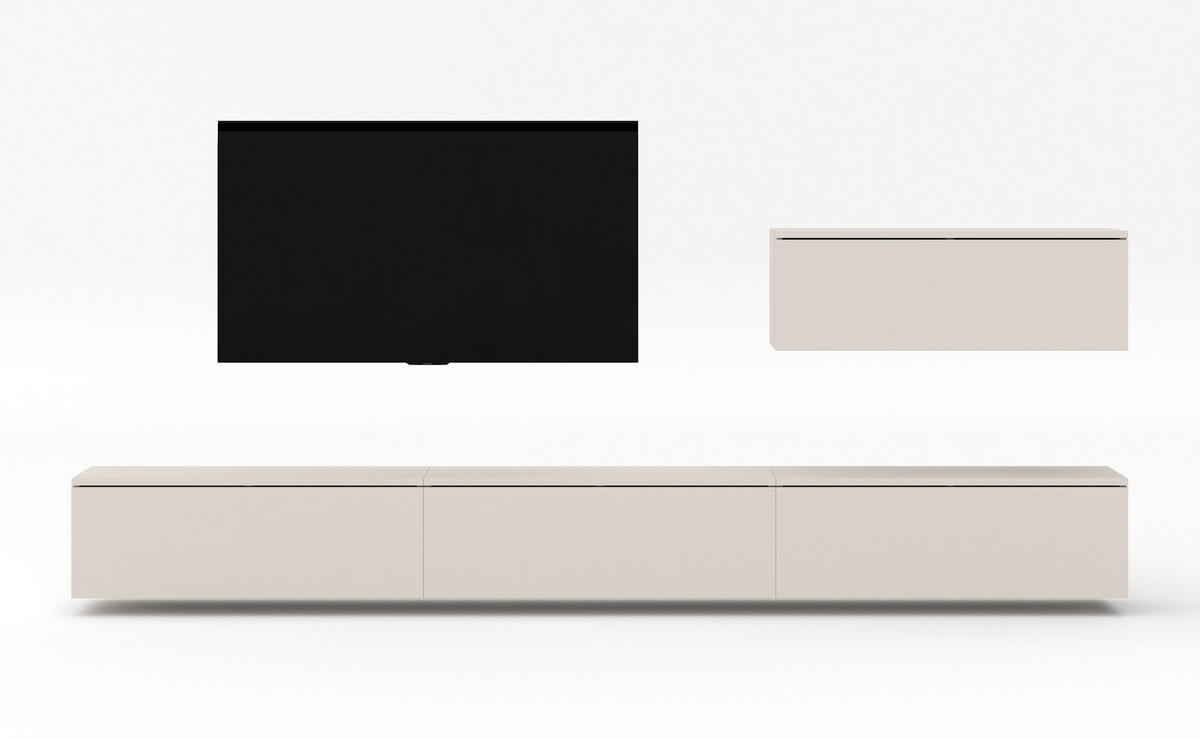 WOHNWAND Loriano IV Beige, Kaschmir 300/68/32 cm Anbauwand - Beige, Holzwerkstoff/Kunststoff (300/68/32cm) - AX Living