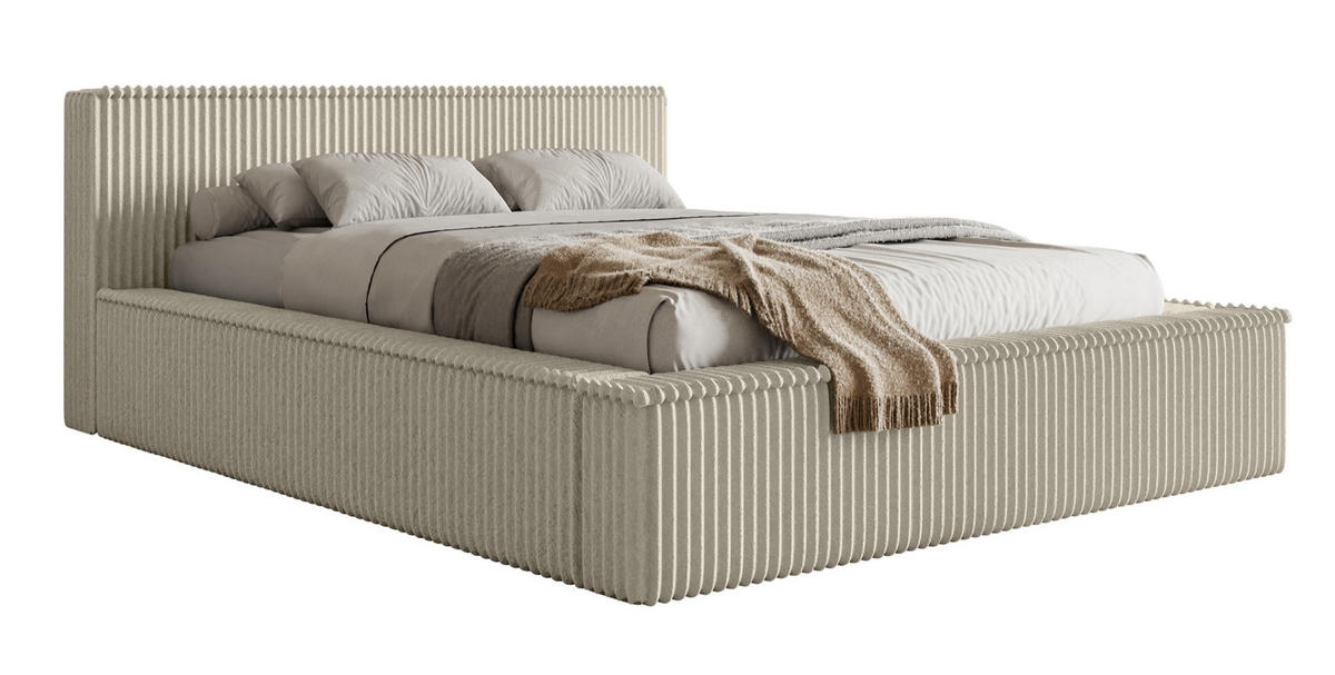 POLSTERBETT AFFOLIO Hellbeige 180x200 cm - Ecru/Schwarz, Kunststoff/Textil (180/200cm) - Selsey