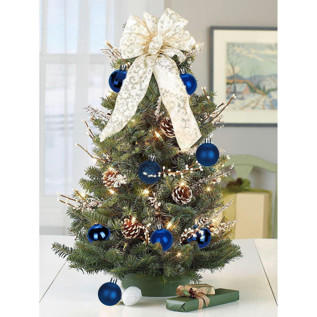 WEIHNACHTSKUGELN 40-teiliges Set Dunkelblau 4 cm - Blau, Kunststoff (4/4/4cm)