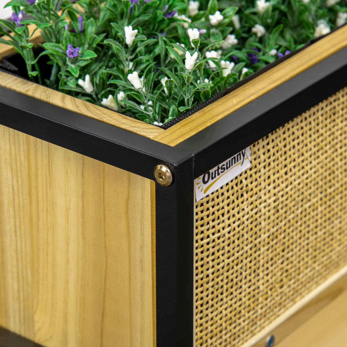 HOCHBEET DE-16026 mit Etagere Naturholz/Schwarz - Naturfarben, Holzwerkstoff (55/56/20cm) - ComfortXL