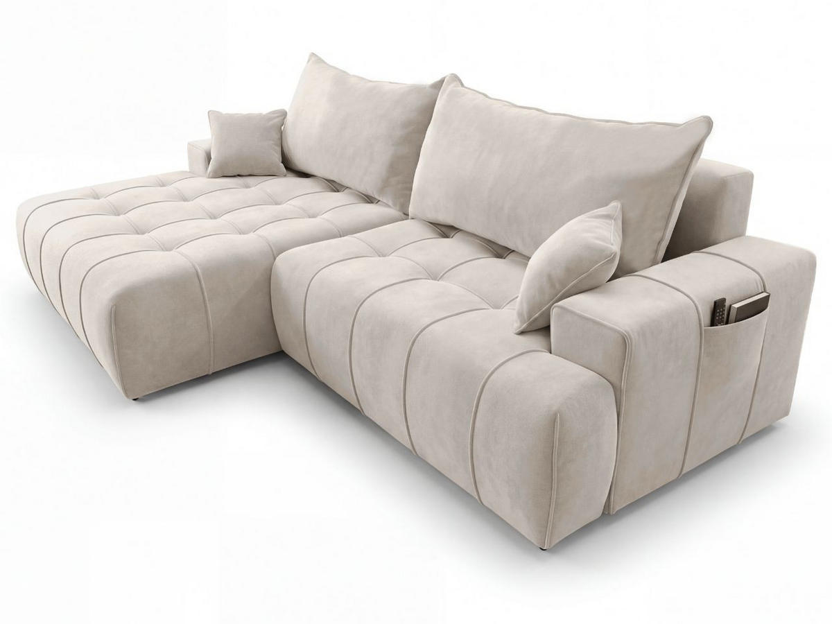 ECKSOFA Tulio Beige Links - Beige, Holz/Textil (270/165cm) - Graingold