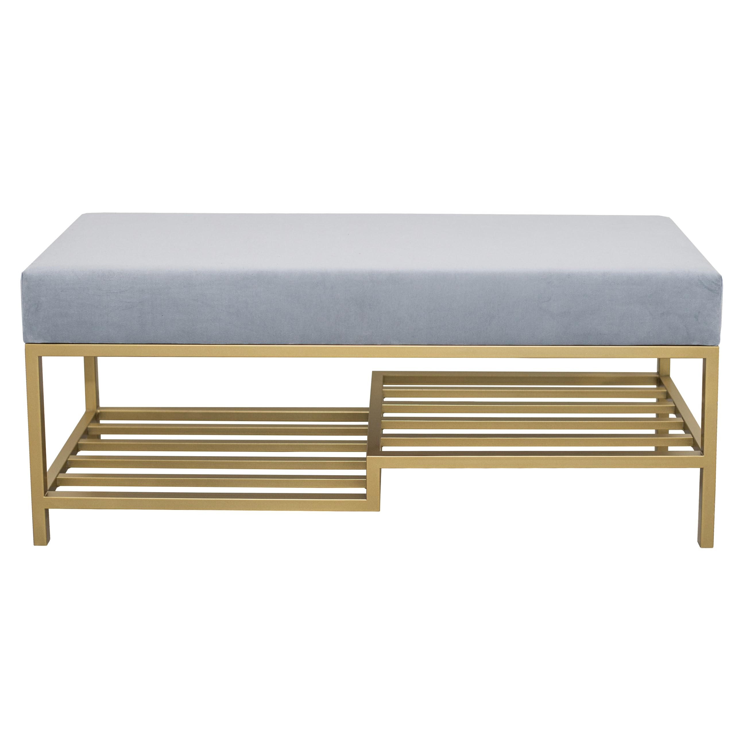 SITZBANK Loft 80 × 45 cm Grau - Goldfarben/Grau, Metall (80/45/35cm) - Design Möbel