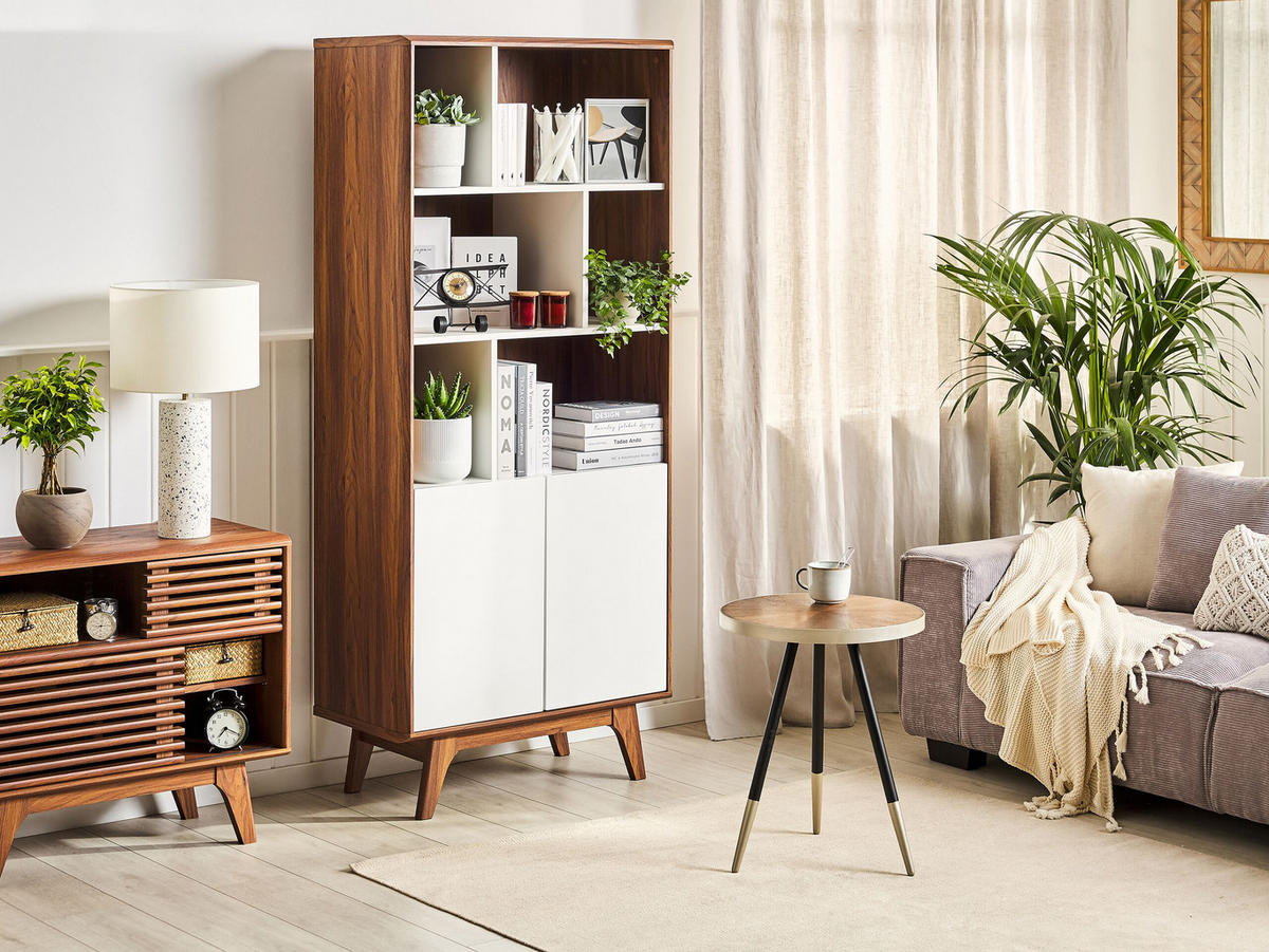 SCHRANK 3 Fächer Columbus - Dunkelbraun, Holzwerkstoff (79/182/40cm) - Beliani